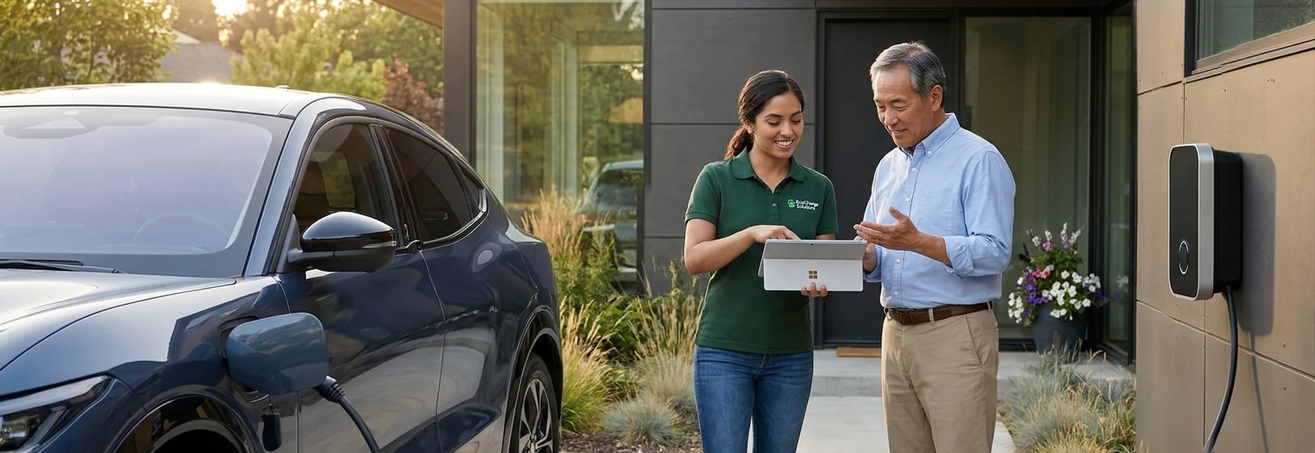 Installierte Wallbox zum Laden eines Elektrofahrzeugs